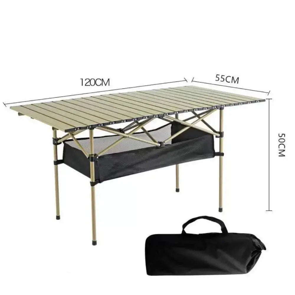 Portable Outdoor Folding Table for Egg Roll Preparation