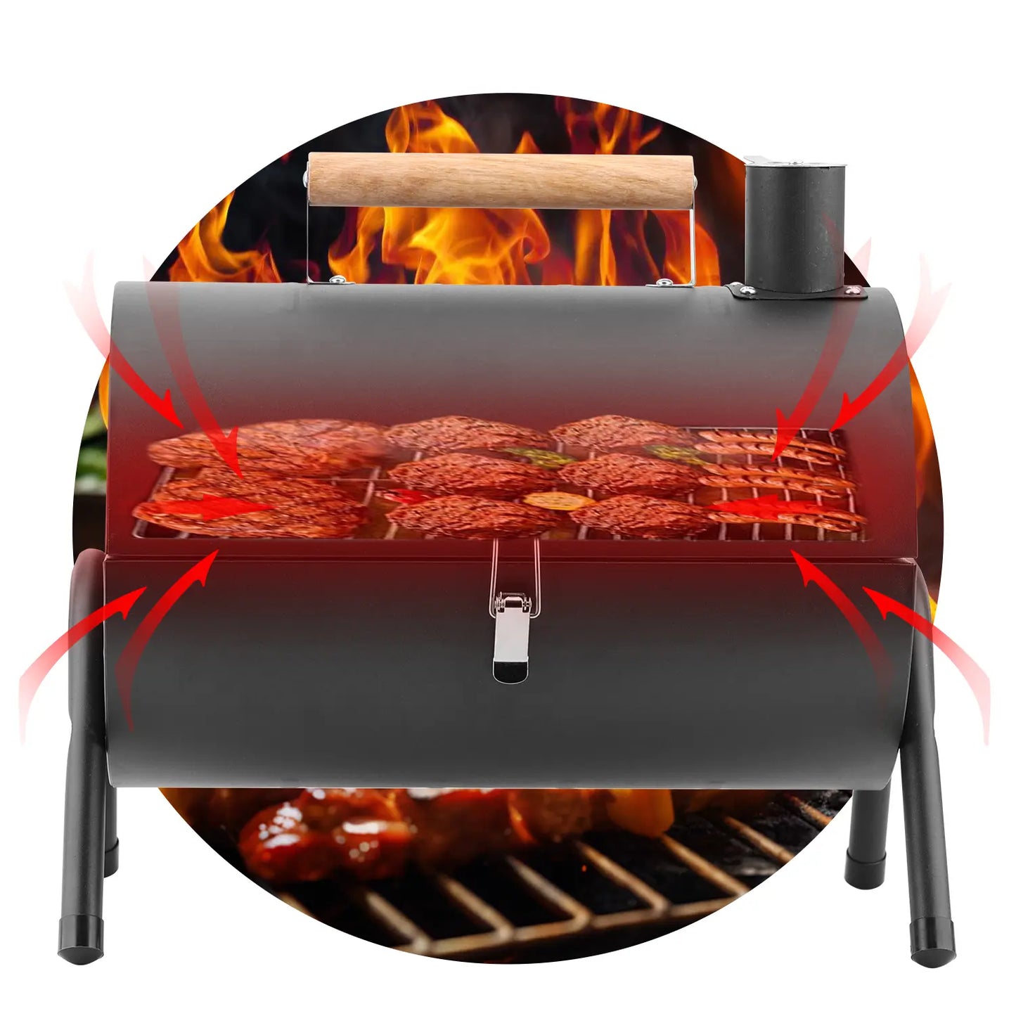 Portable Charcoal Grill, Small Folding Outdoor Grill, Mini Black Barbecue Grill, Compact Tabletop BBQ Grill for Camping Picnic Backyard Patio