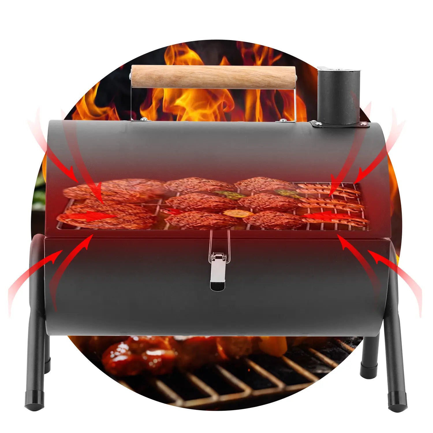 Portable Charcoal Grill, Small Folding Outdoor Grill, Mini Black Barbecue Grill, Compact Tabletop BBQ Grill for Camping Picnic Backyard Patio