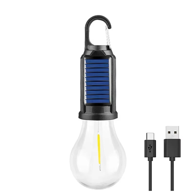 USB Rechargeable Dimmable LED Solar Camping Lantern with Hooks - Vintage Design for Outdoor Hiking and Tent Lighting