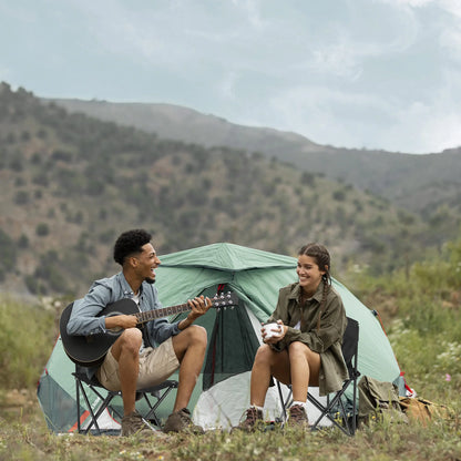 Portable Folding Camping Chair with Carrying Bag - Collapsible Anti-Slip Padded Oxford Cloth Stool for Outdoor Use (Black)
