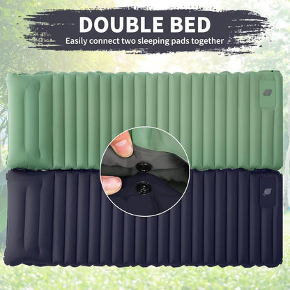 Ultralight Inflatable Camping Sleeping Pad with Integrated Pillows and Built-In Pump for Travel and Hiking