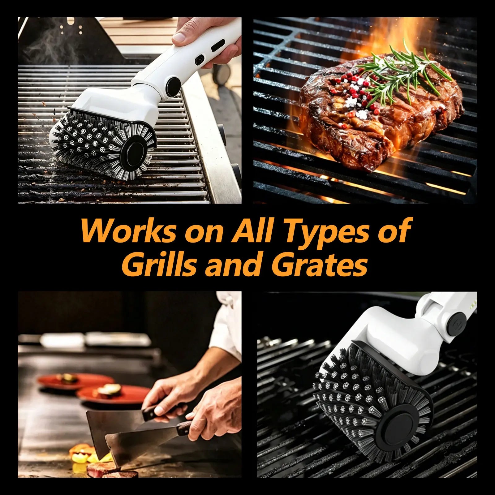 LFMUFNO Electric Grill Brush, Safe BBQ Brush for Grill & Heavy Duty BBQ Grill Brush with Stainless Steel,Safe Grill Accessories,Stainless Grill Grate Cleaner,Charcoal Grill - Gifts for Grill Men/Dad (Red)