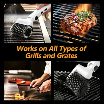 LFMUFNO Electric Grill Brush, Safe BBQ Brush for Grill & Heavy Duty BBQ Grill Brush with Stainless Steel,Safe Grill Accessories,Stainless Grill Grate Cleaner,Charcoal Grill - Gifts for Grill Men/Dad (Red)
