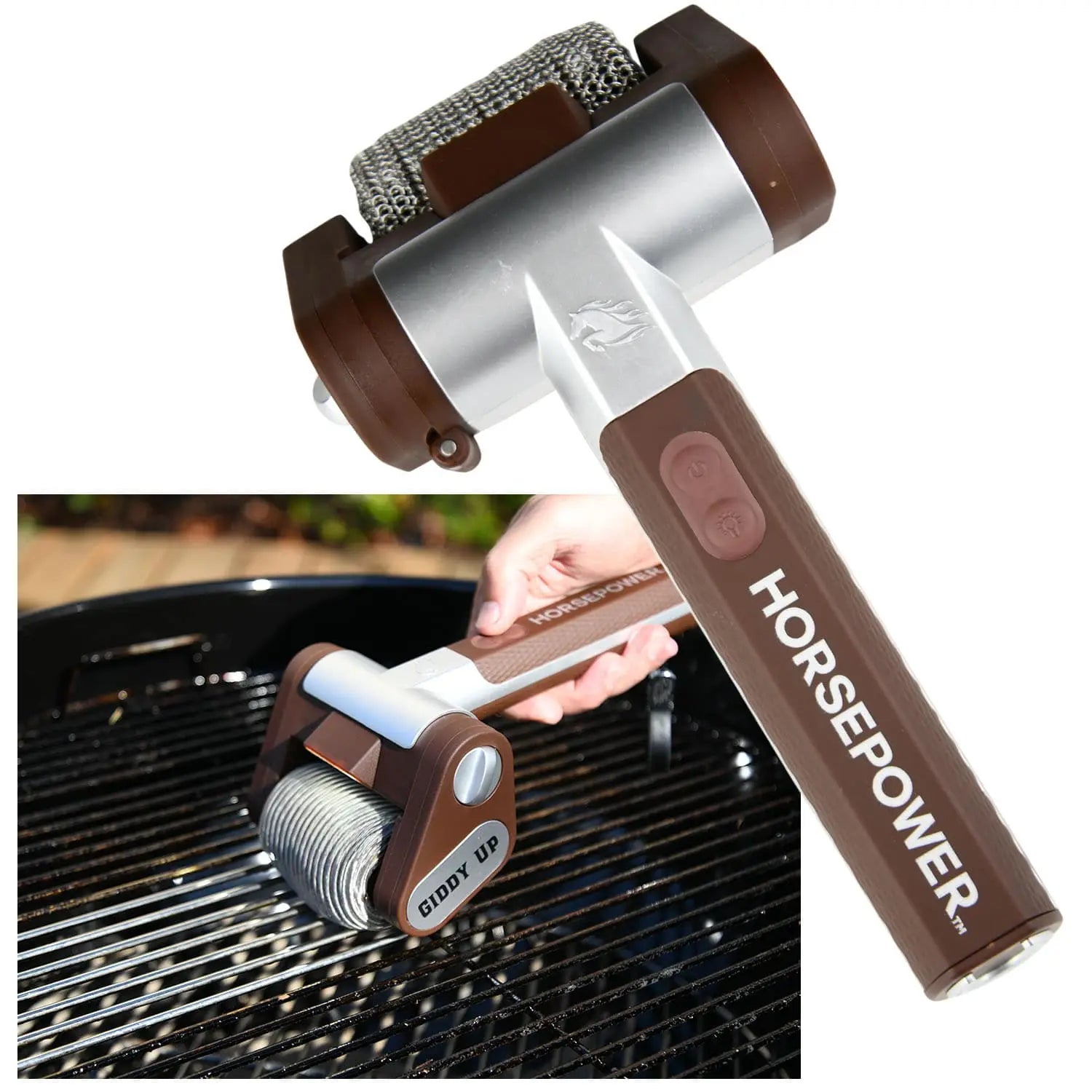 Bristle-Free Cordless Electric Grill Brush with 350 RPM Stainless Steel Bristles