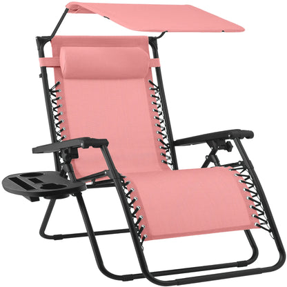 30-Inch Extra Wide Folding Zero Gravity Patio Lounge Chair with Adjustable Canopy Shade - Best Choice Products