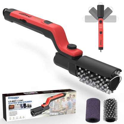 Cordless Electric BBQ Grill Brush with Rechargeable Battery, Adjustable 180° Head, and Three Speed Settings for Optimal Outdoor Grill Maintenance