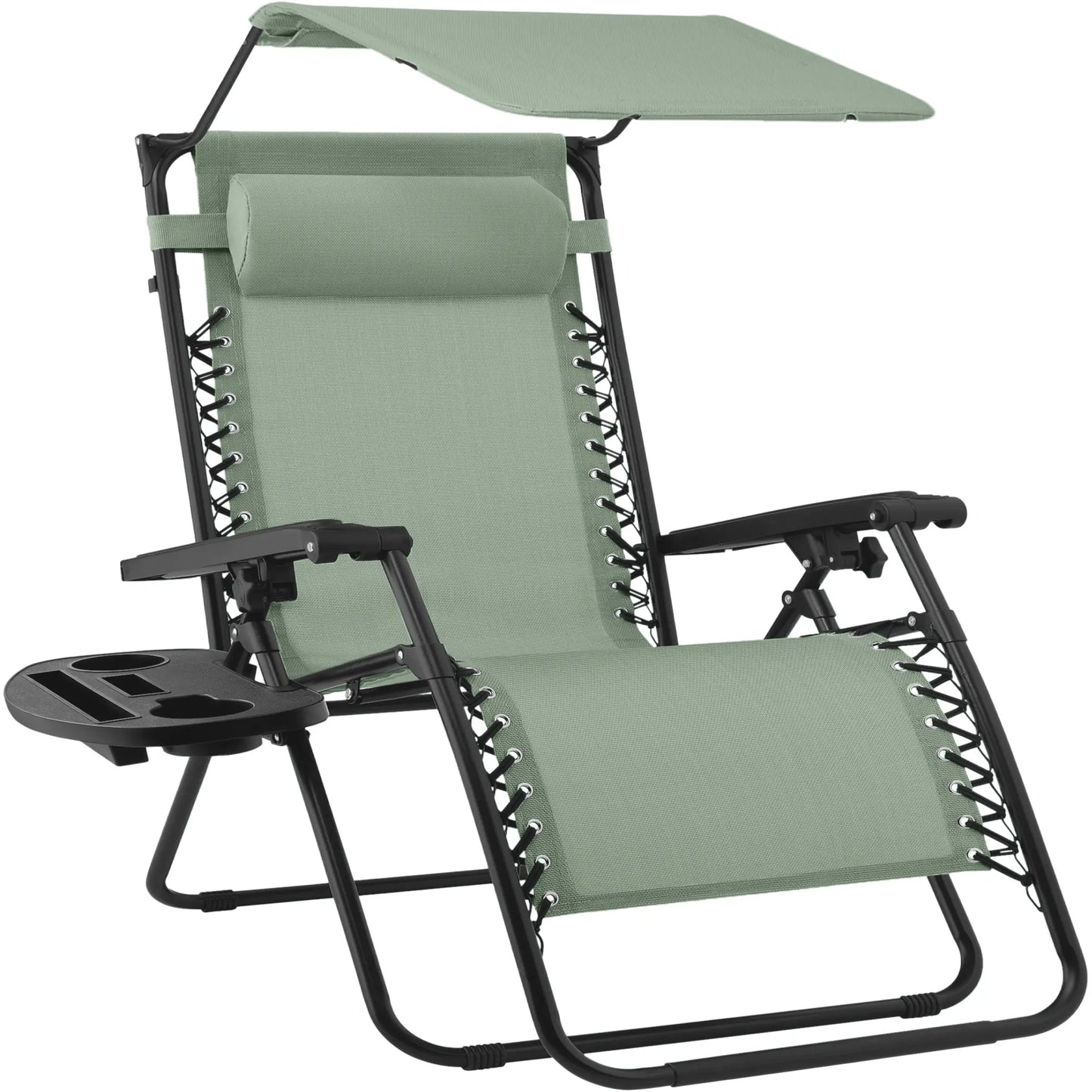 30-Inch Extra Wide Folding Zero Gravity Patio Lounge Chair with Adjustable Canopy Shade - Best Choice Products
