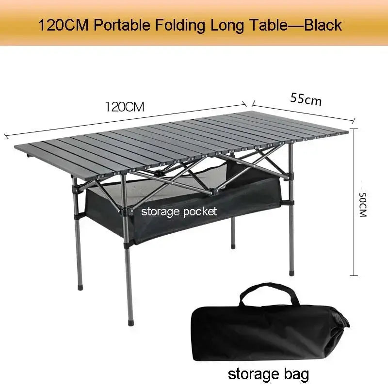 Portable Outdoor Folding Table for Egg Roll Preparation