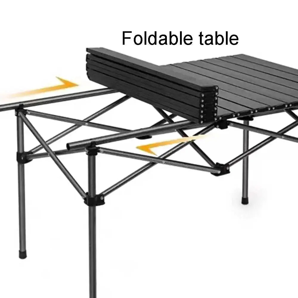Portable Outdoor Folding Table for Egg Roll Preparation