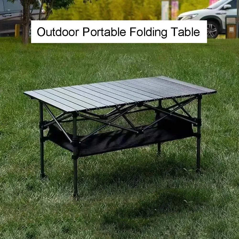 Portable Outdoor Folding Table for Egg Roll Preparation