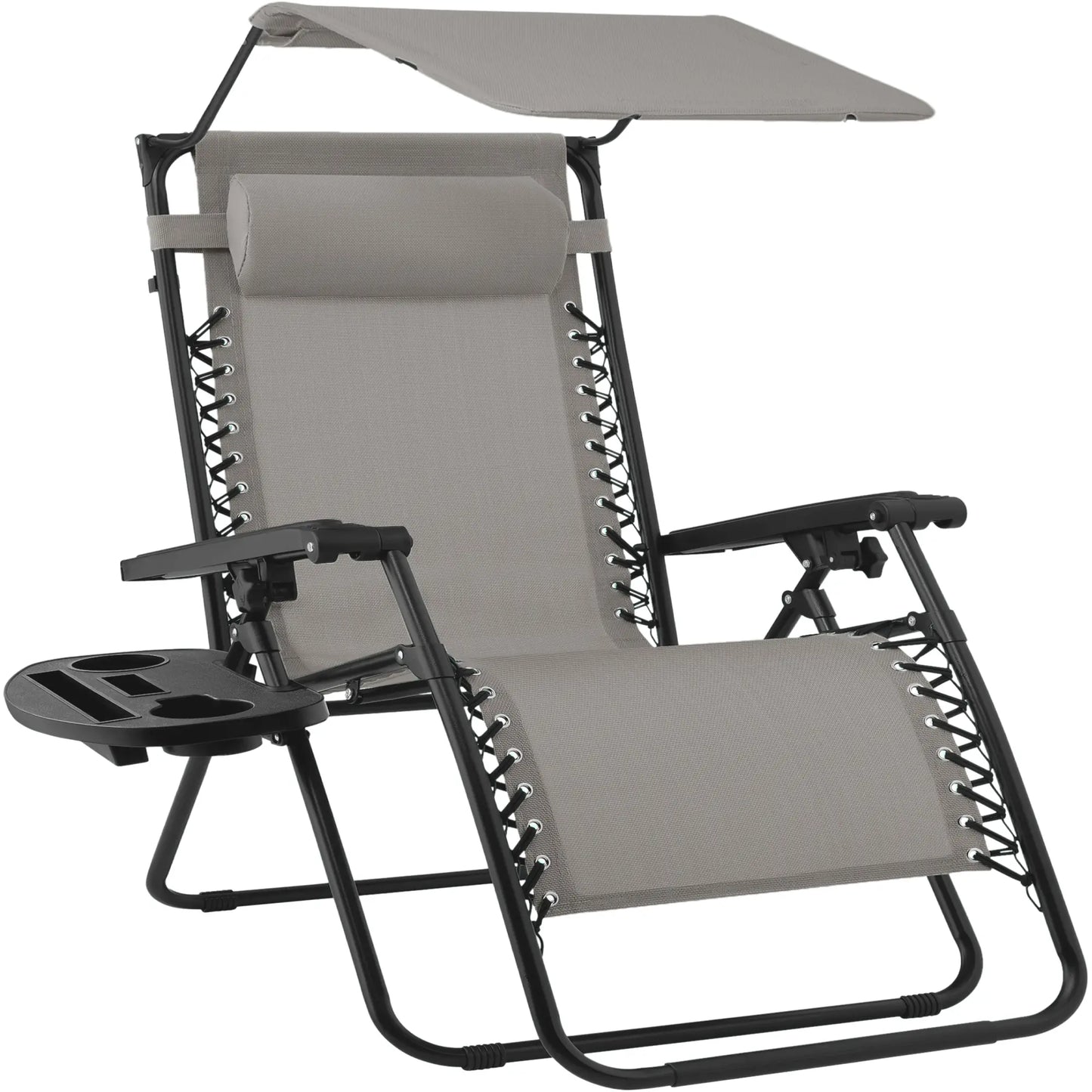 30-Inch Extra Wide Folding Zero Gravity Patio Lounge Chair with Adjustable Canopy Shade - Best Choice Products