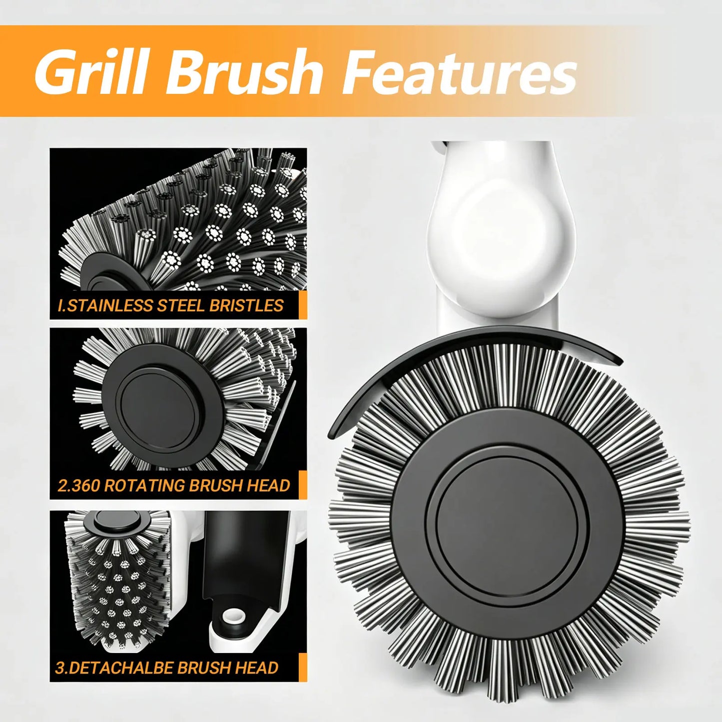 LFMUFNO Electric Grill Brush, Safe BBQ Brush for Grill & Heavy Duty BBQ Grill Brush with Stainless Steel,Safe Grill Accessories,Stainless Grill Grate Cleaner,Charcoal Grill - Gifts for Grill Men/Dad (Red)
