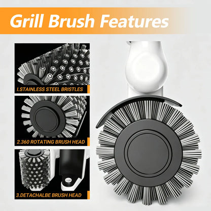 LFMUFNO Electric Grill Brush, Safe BBQ Brush for Grill & Heavy Duty BBQ Grill Brush with Stainless Steel,Safe Grill Accessories,Stainless Grill Grate Cleaner,Charcoal Grill - Gifts for Grill Men/Dad (Red)