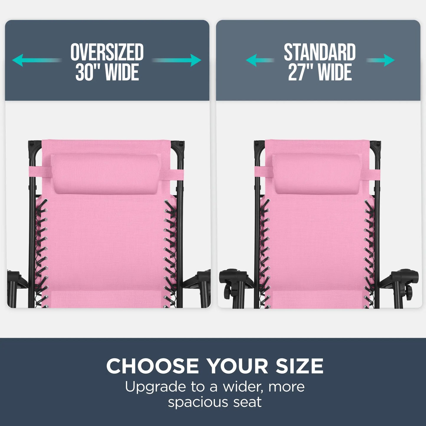 30-Inch Extra Wide Folding Zero Gravity Patio Lounge Chair with Adjustable Canopy Shade - Best Choice Products