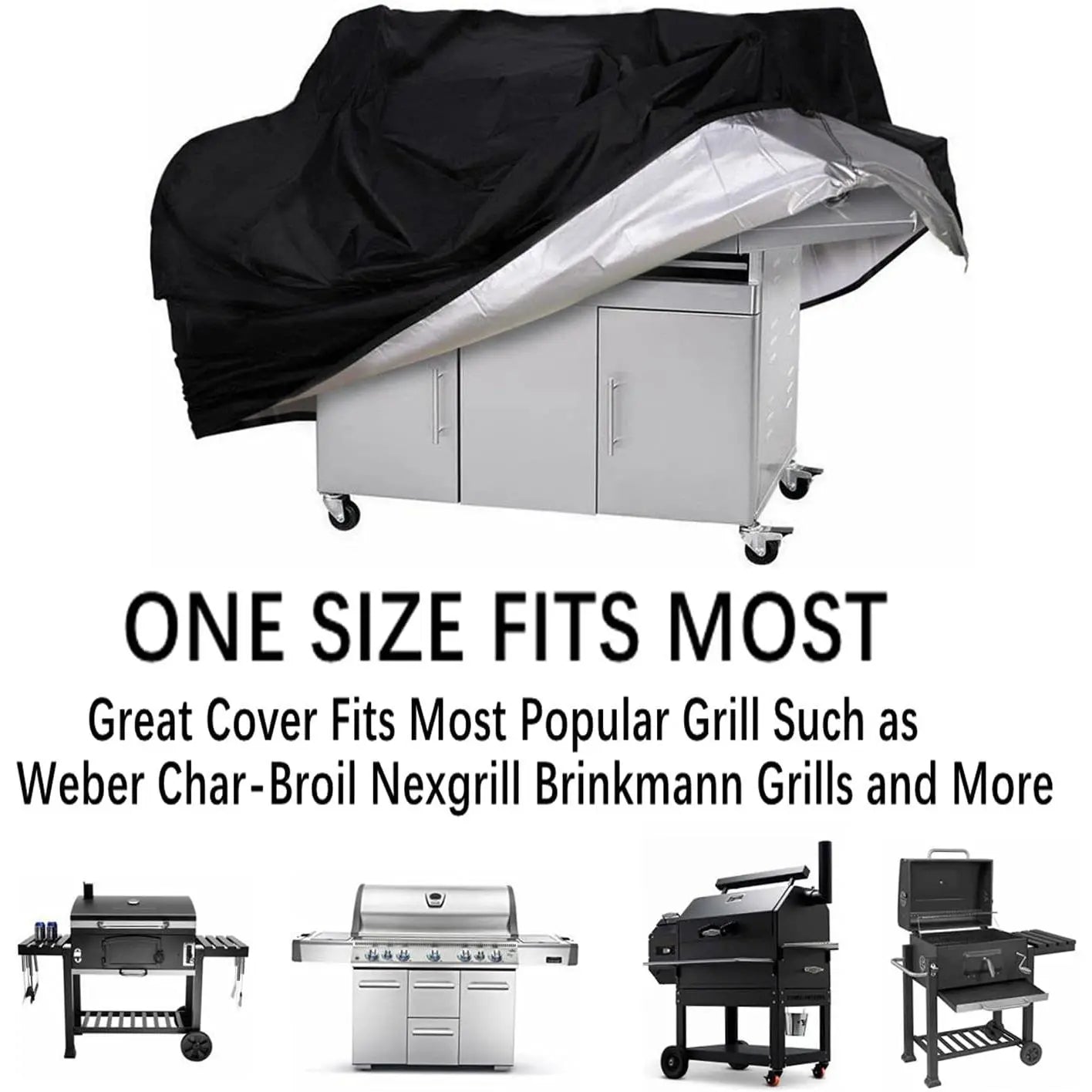 Grill Cover, BBQ Grill Cover, 58 Inch -Proof and Anti-Uv Barbecue Gas Grill Cover Compatible for Weber Char-Broil Nexgrill Grills And