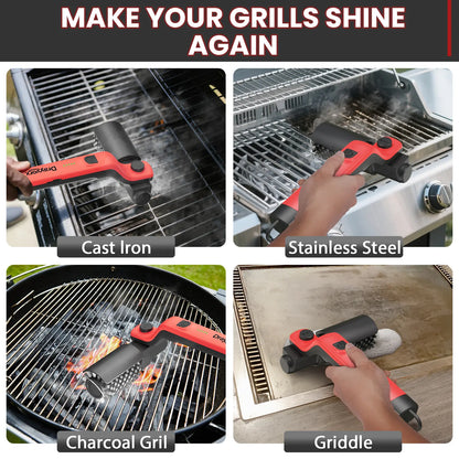 Cordless Electric BBQ Grill Brush with Rechargeable Battery, Adjustable 180° Head, and Three Speed Settings for Optimal Outdoor Grill Maintenance