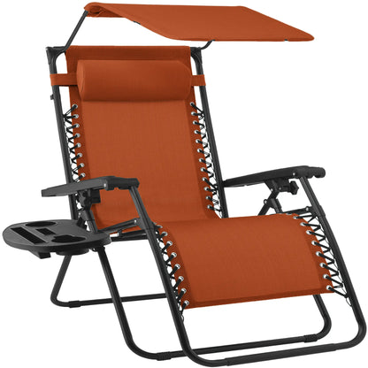 30-Inch Extra Wide Folding Zero Gravity Patio Lounge Chair with Adjustable Canopy Shade - Best Choice Products