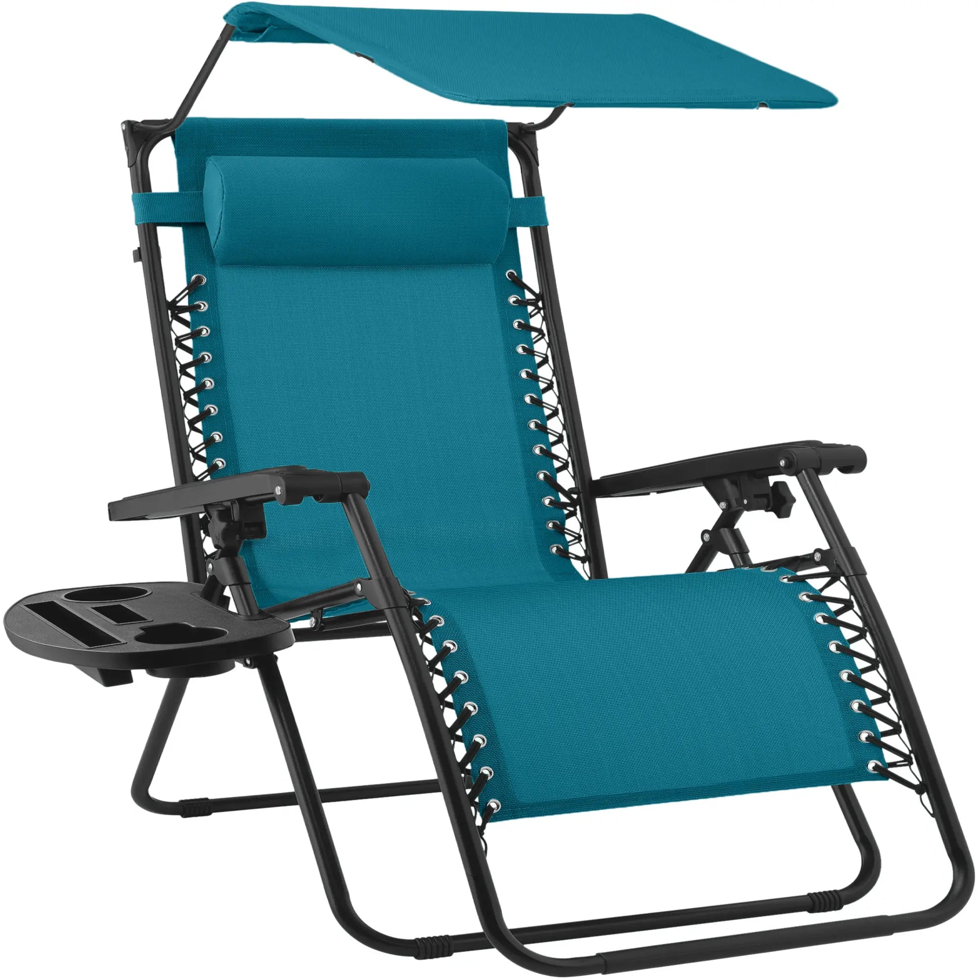 30-Inch Extra Wide Folding Zero Gravity Patio Lounge Chair with Adjustable Canopy Shade - Best Choice Products