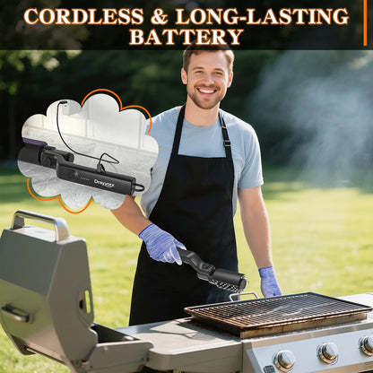 Cordless Electric BBQ Grill Brush with Rechargeable Battery, Adjustable 180° Head, and Three Speed Settings for Optimal Outdoor Grill Maintenance