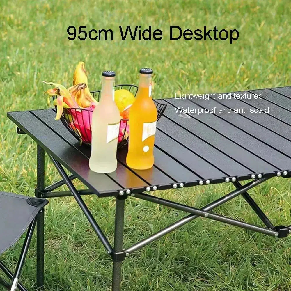 Portable Outdoor Folding Table for Egg Roll Preparation