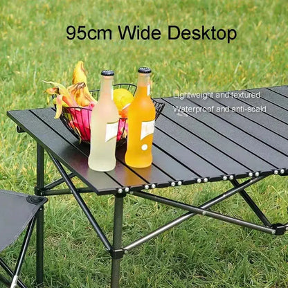 Portable Outdoor Folding Table for Egg Roll Preparation